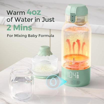 Momcozy Portable Milk Warmer for Travel – Dual Heating Modes for Breast Milk &amp; Water, Portable Bottle Warmer with Fast Heating &amp; Long Battery Life, 17 Ounces Large Capacity to Meet Your All-Day Needs