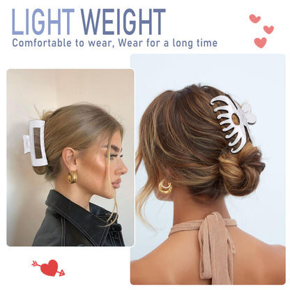 LuSeren Hair Clips for Women 4.3 Inch Large Hair Claw Clips for Women Thin Thick Curly Hair, Big Matte Banana Clips,Strong Hold jaw clips,Neutral Colors