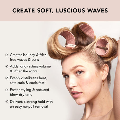 Kitsch Ceramic Thermal Rollers - Self Grip Hair Rollers for Blowout Look Long Hair, Curlers for Short Hair and Medium Hair, Volume Curls, Ceramic Coated Core, Easy to Use, All Hair Length - Black, 8pc