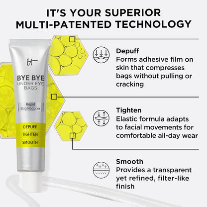 IT Cosmetics Bye Bye Under Eye Bags Treatment For Women &amp; Men – Temporary Eye Bag Reducer &amp; Under Eye Corrector Depuffs, Tightens, Smooths &amp; Reduces Look of Wrinkles &amp; Fine Lines - 0.5 Fl. Oz