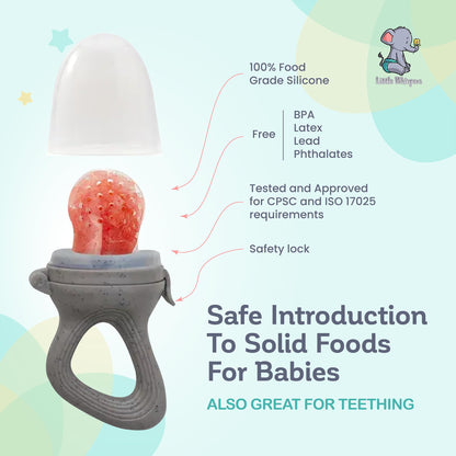 LittleWhispers Baby Fruit &amp; Food Feeder Pacifier - Pacifier Feeders for Fresh Fruit or Frozen Breastmilk - Infant Teething Relief - Set of 2