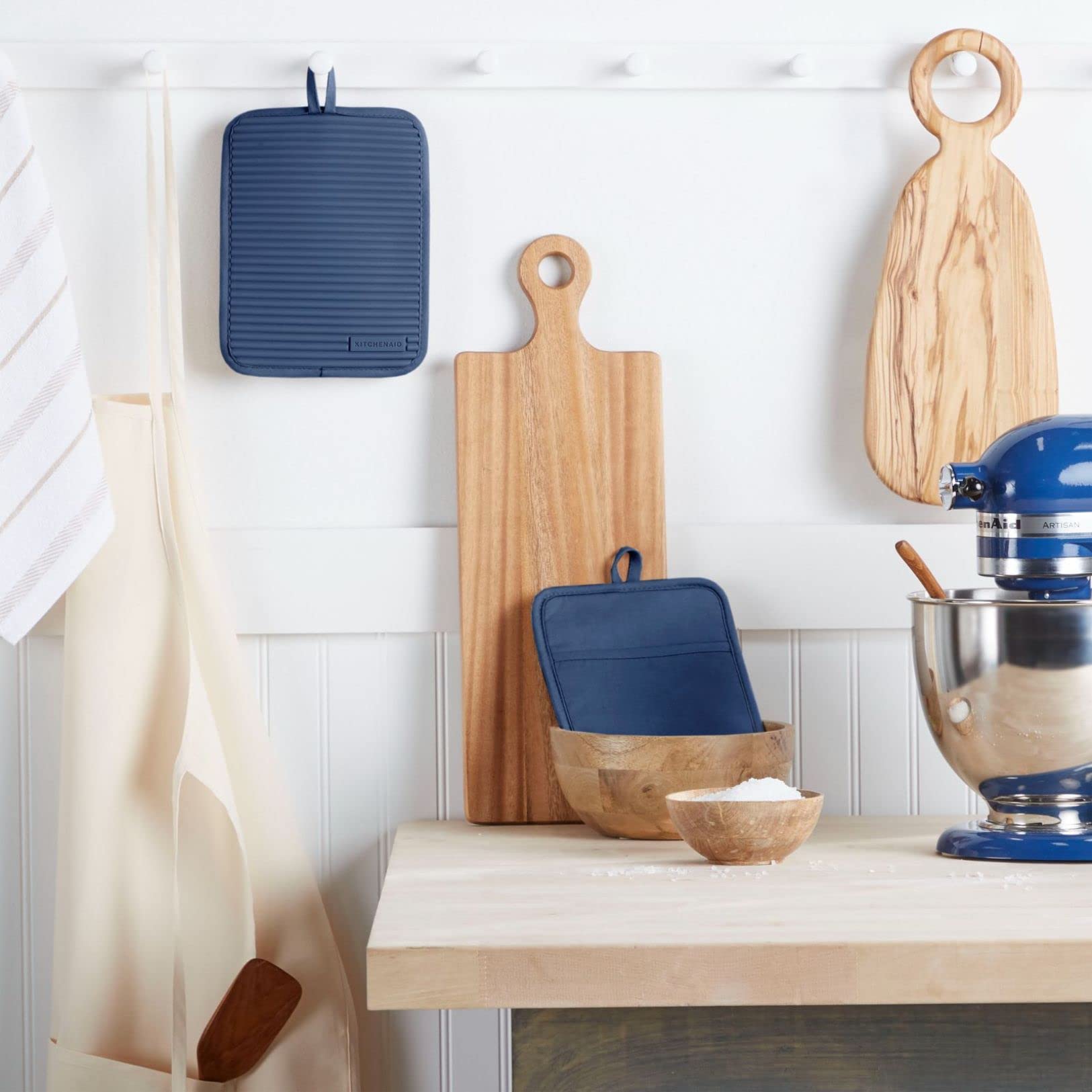 KitchenAid Ribbed Soft Silicone Water Resistant Pot Holder Set, Milkshake , 2 Piece Set, 7&quot;x9&quot;