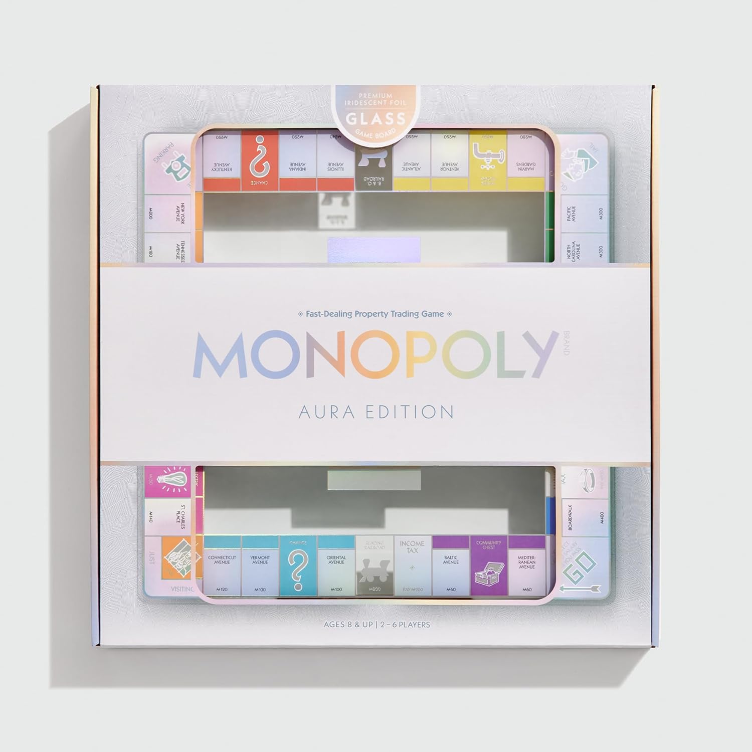 WS Game Company Monopoly Aura Edition with Tempered Glass Game Board