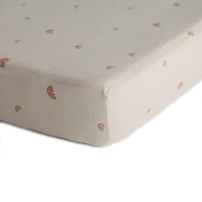 mushie Extra Soft Muslin Fitted Crib Sheet | 192 Thread Count | 28&quot;x 52&quot; (Fog)
