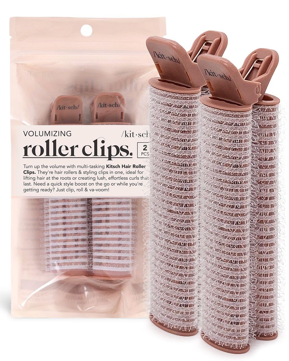 Kitsch Instant Volumizing Hair Clips for Women - Roller Clips for Volume, Curls &amp; Root Lift on All Hair Types | Easy to Use | 2 Pcs