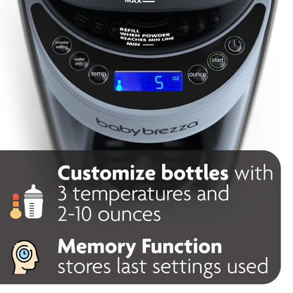 Baby Brezza New and Improved Formula Pro Advanced Formula Dispenser Machine - Automatically Mix a Warm Formula Bottle Instantly - Easily Make Bottle with Automatic Powder Blending, Charcoal