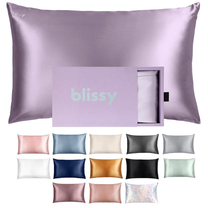 Blissy Silk Pillowcase - 100% Pure Mulberry Silk - 22 Momme 6A High-Grade Fibers - Silk Pillow Cover for Hair &amp; Skin - Regular, Queen &amp; King with Hidden Zipper (Standard,Blissy White)