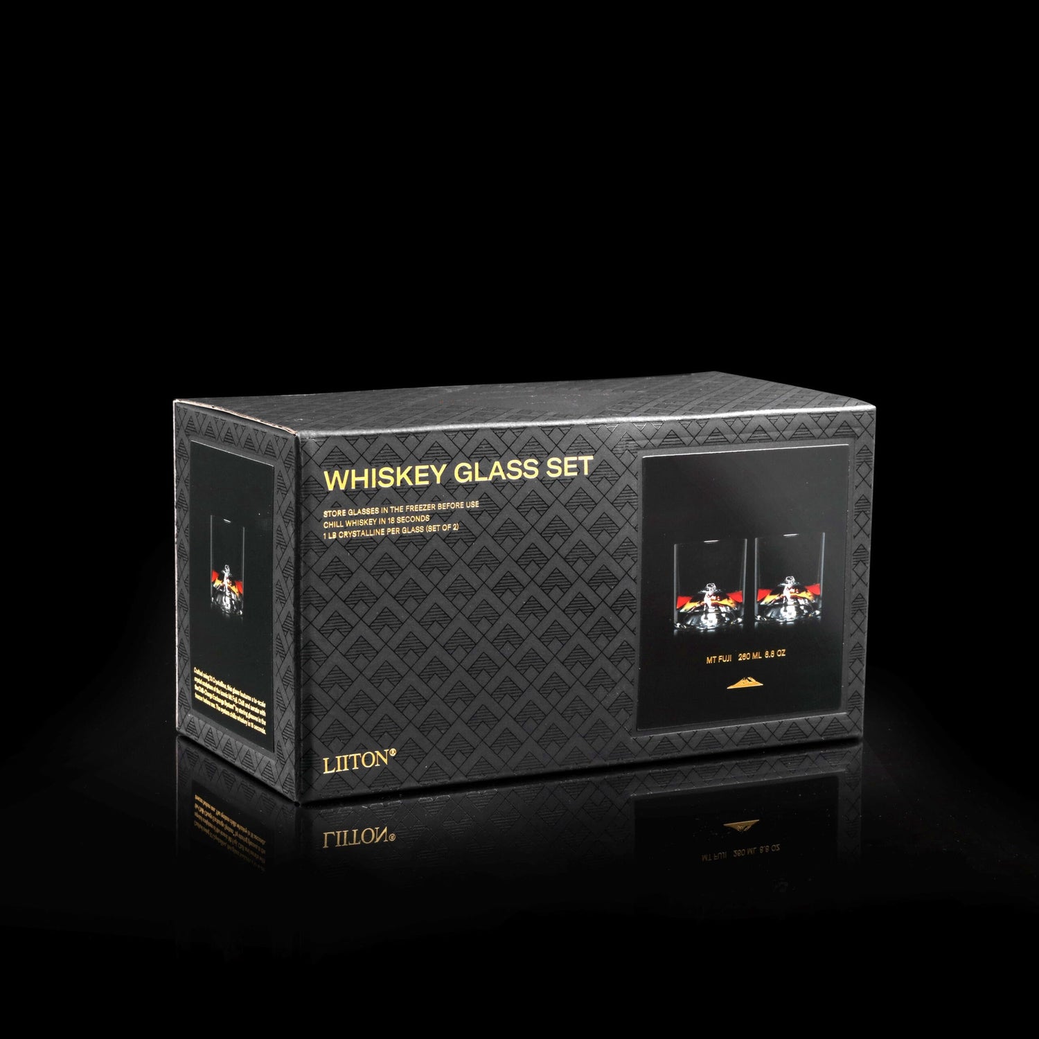 LIITON Heavy Crystal Whiskey Glasses Gift Set, Thick Freezable Bourbon Glass 1lb Each, Premium Whiskey Gifts for Men, Frozen Crystal Chills Cocktails Featuring Grand Canyon Glasses Set of 2, 10 oz