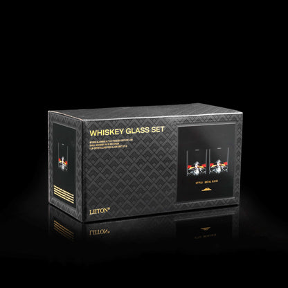 LIITON Heavy Crystal Whiskey Glasses Gift Set, Thick Freezable Bourbon Glass 1lb Each, Premium Whiskey Gifts for Men, Frozen Crystal Chills Cocktails Featuring Grand Canyon Glasses Set of 2, 10 oz