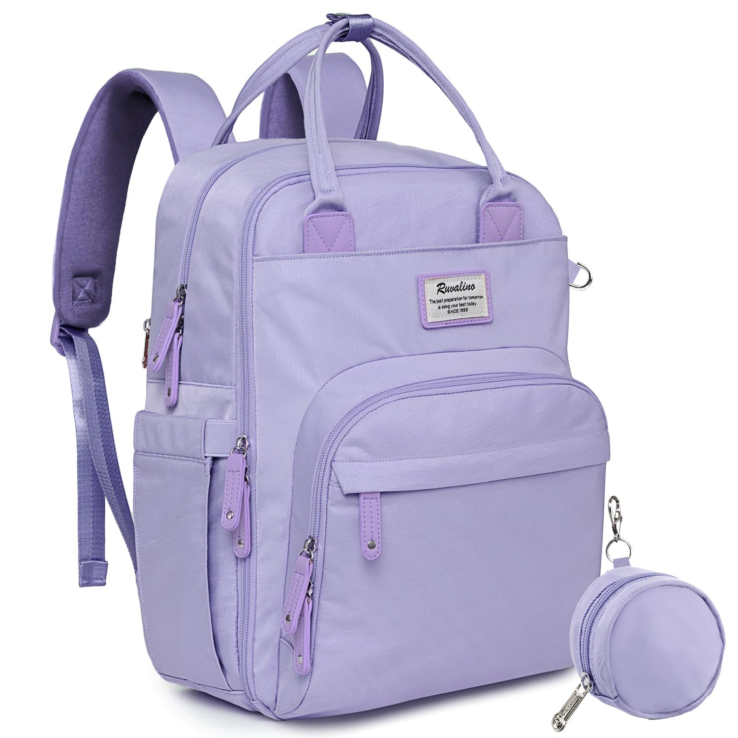 RUVALINO Diaper Bag Backpack, Multifunction Travel Pack Maternity Baby Changing Bags, Large Capacity, Waterproof, Beige