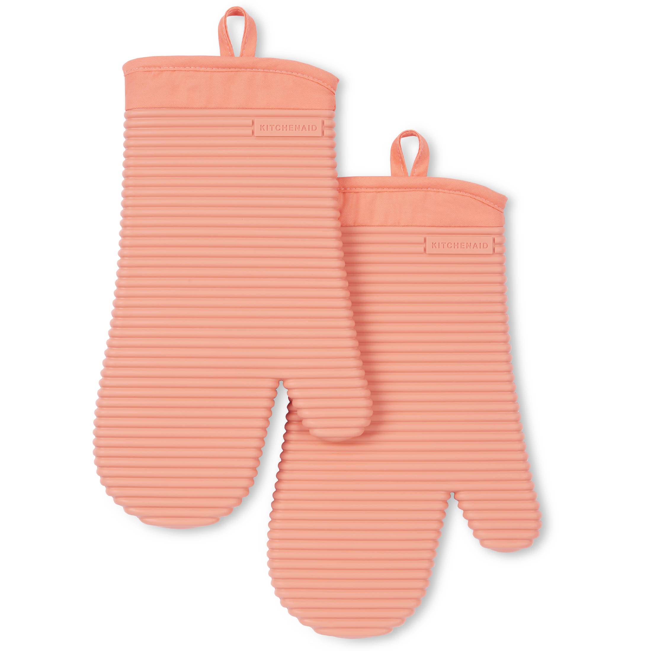 KitchenAid Ribbed Soft Silicone Oven Mitt Set, 7&quot;x13&quot;, Milkshake 2 Count