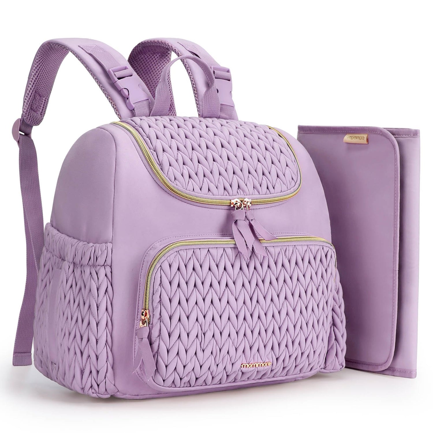 mommore Diaper Bag Small Diaper Backpack Stylish Baby Backpacks Travel Mini Maternity Bags with Insulated Pockets, Changing Pad, Stroller Straps