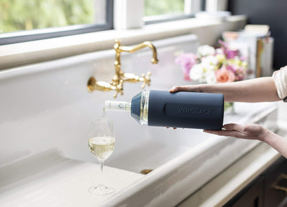 Vinglacé Wine Bottle Chiller- Portable Champagne Insulator- Stainless Steel Wine Cooler Sleeve, White