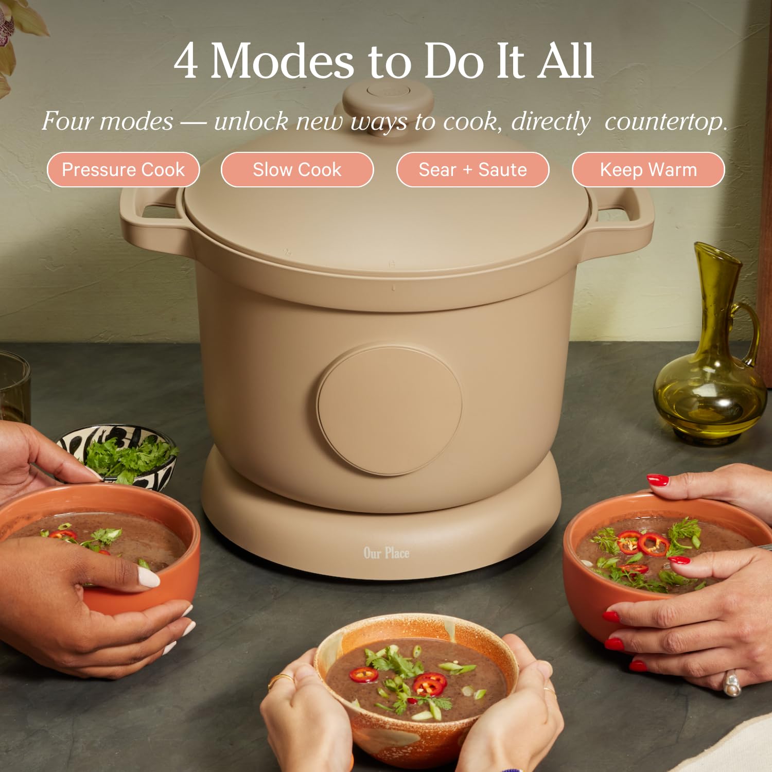 Our Place Dream Cooker | 6-quart Multicooker | 4 Versatile Modes | Pressure Cook, Slow Cook, Sear &amp; Saute, Keep Warm | Hands-Free Steam Release | Tailored Control Panel | Steam