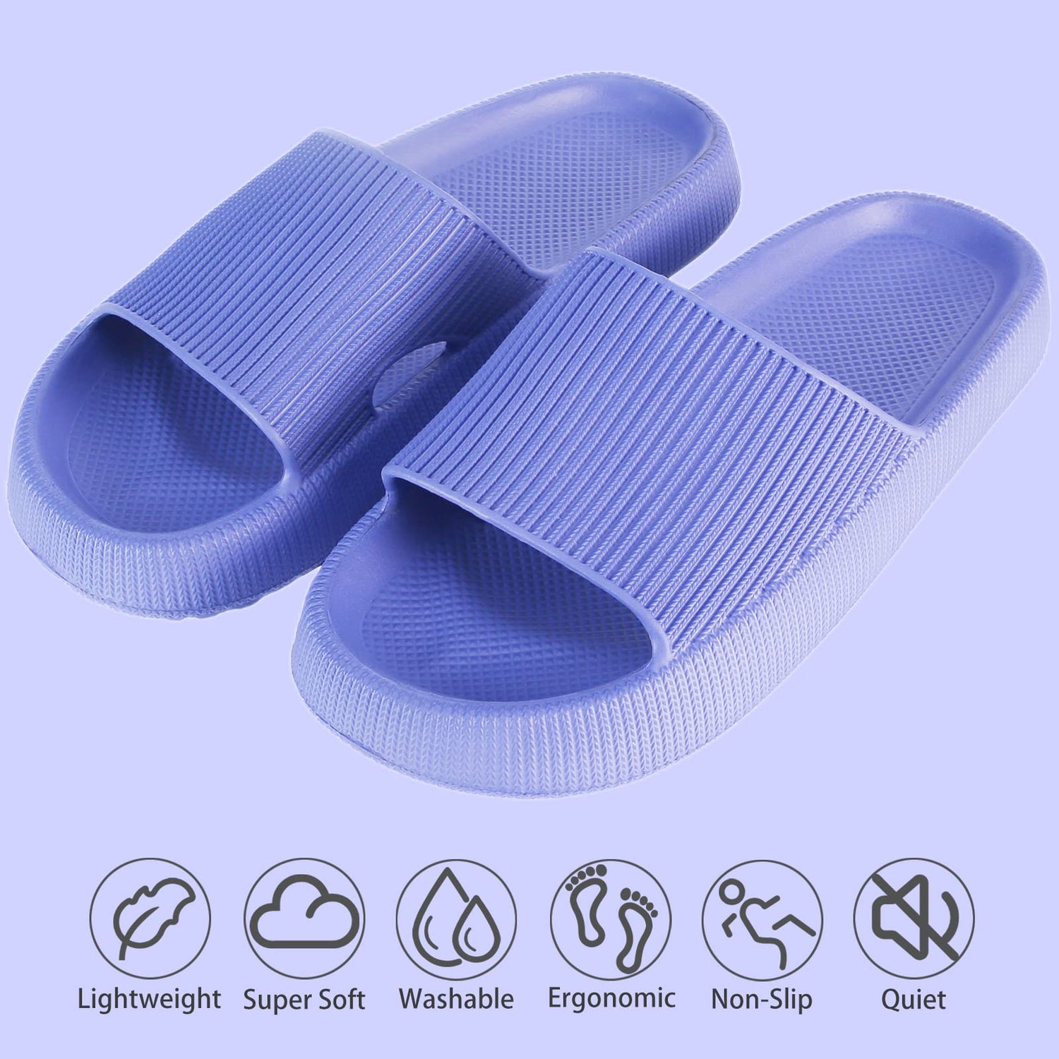 rosyclo Cloud Slippers for Women and Men, Pillow House Slippers Shower Shoes Indoor Slides Bathroom Sandals, Ultimate Comfort, Lightweight, Thick Sole, Non-Slip, Easy to Clean