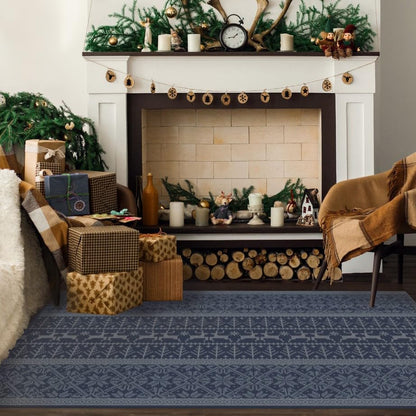 RUGGABLE Winter Plaid Washable Rug - Perfect Holiday Area Rug for Living Room Bedroom Kitchen - Pet &amp; Child Friendly - Stain &amp; Water Resistant - Dress Stewart Tartan Plaid 3&