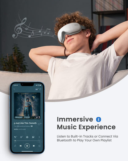 RENPHO Eyeris1 Eye Mask with Heat, Remote Control, Bluetooth Music, Ideal Christmas Birthday Gifts, Electric Eye Care Device, Rechargeable Sleep Mask for Eye Relaxation, Improve Sleep, Reduce Eye Bags