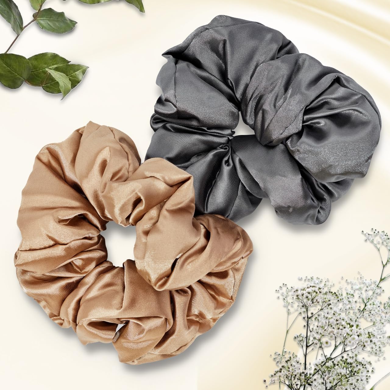 Kitsch 5 Count Velvet Hair Scrunchies for Women - Hair Ties for Thick Hair, Girls, Women, Cute Scrunchies, Soft Hair Accessories, Blush/Mauve