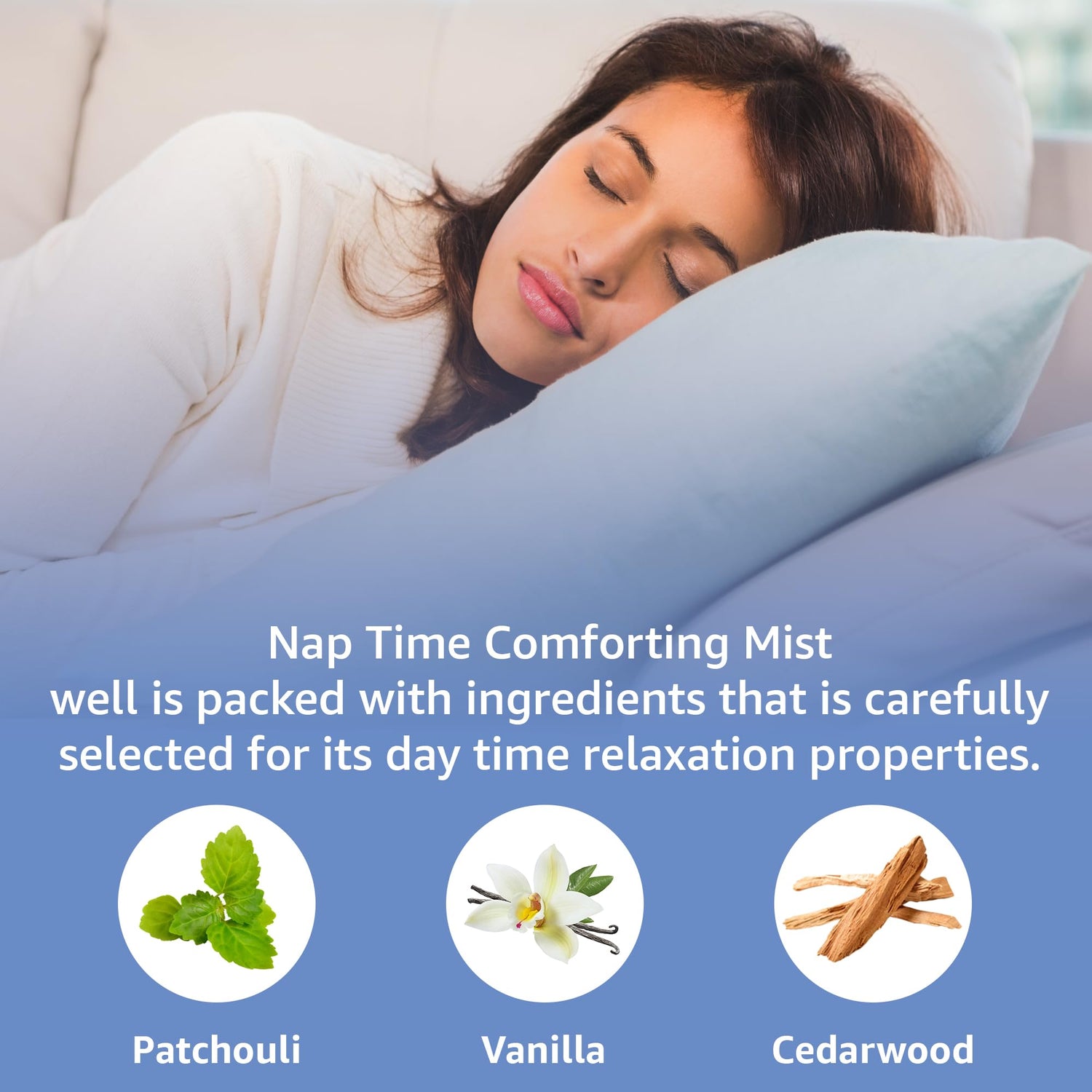 Nap Time Pillow Spray - Vanilla Cedarwood Essential Oils Natural - Fast Acting Aromatherapy Mist for Restful Sleep Relaxation Calming Stress Relief - Bedtime &amp; Shower Spray Luxury Self care Gift