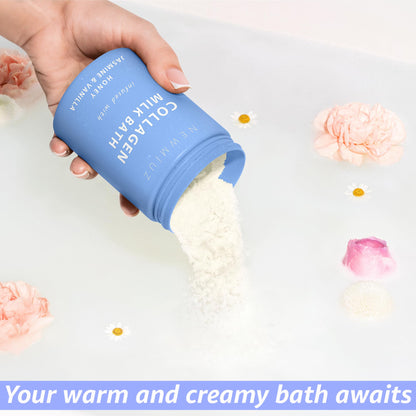 Creamy Coconut Collagen Milk Bath Soak powder Moisturize &amp; Soften Skin – Vanilla Jasmine Luxury Spa Bubble Bath Salt Mother&