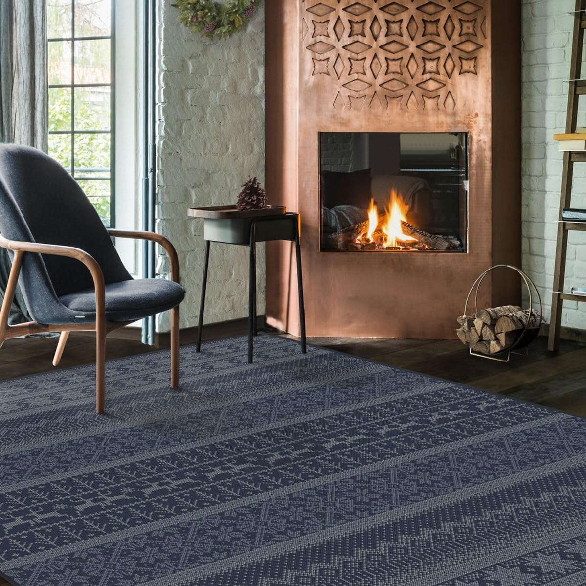 RUGGABLE Winter Plaid Washable Rug - Perfect Holiday Area Rug for Living Room Bedroom Kitchen - Pet &amp; Child Friendly - Stain &amp; Water Resistant - Dress Stewart Tartan Plaid 3&