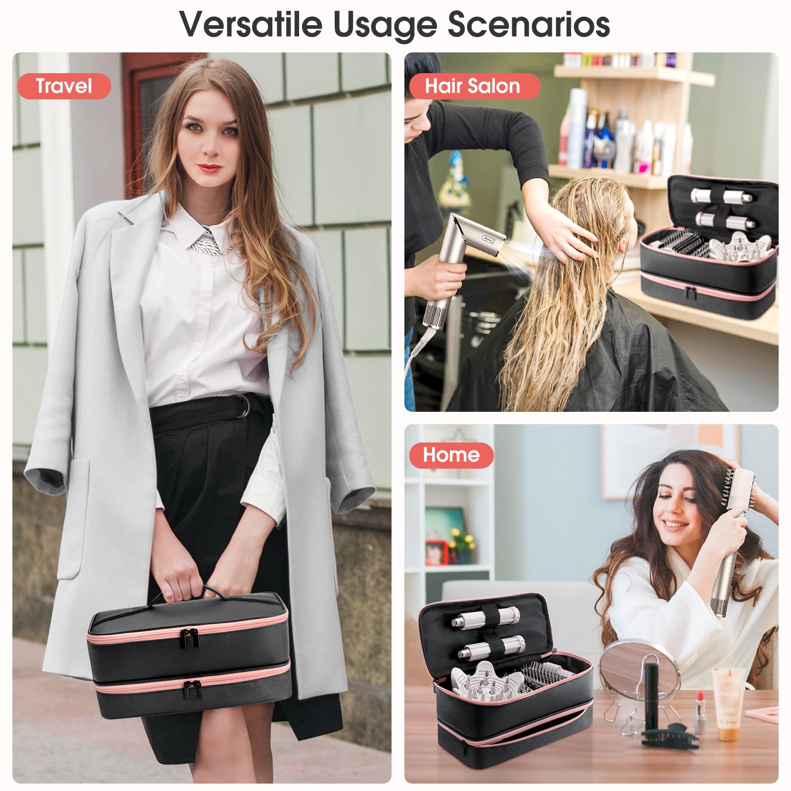 Travel Carrying Case for Hair Dryer Shark Flexstyle Dyson Airwrap Brush Double-Layer Hair Accessories Tools Storage Bag for Revlon Hairdryer Styler Organizer