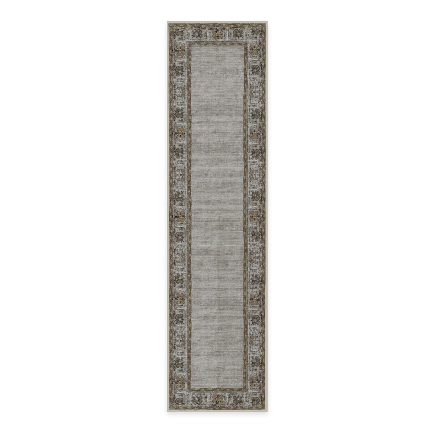 RUGGABLE Zinnia Runner Rug - Perfect Boho Washable Rug for Entryway Hallway Kitchen - Pet &amp; Child Friendly - Stain &amp; Water Resistant - Grey 2.5&