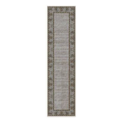 RUGGABLE Zinnia Runner Rug - Perfect Boho Washable Rug for Entryway Hallway Kitchen - Pet &amp; Child Friendly - Stain &amp; Water Resistant - Grey 2.5&