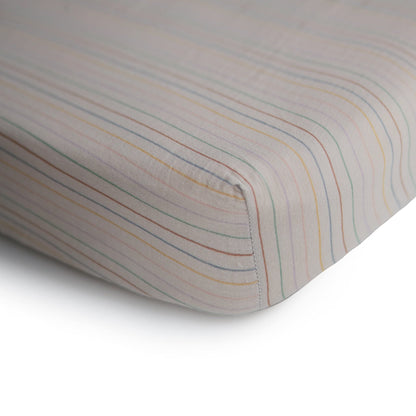 mushie Extra Soft Muslin Fitted Crib Sheet | 192 Thread Count | 28&quot;x 52&quot; (Fog)