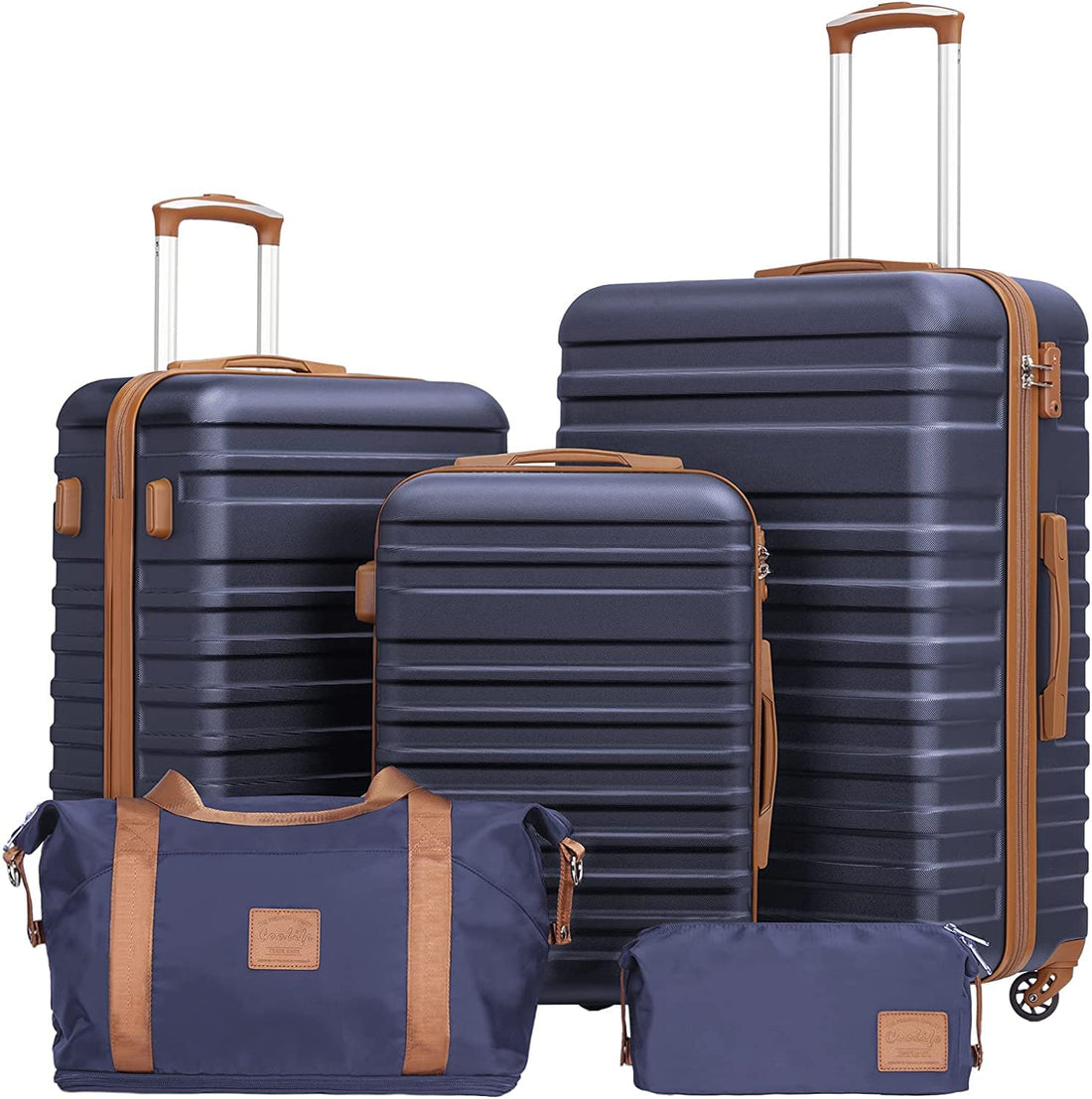 Coolife Suitcase Set 3 Piece Carry On Hardside Luggage with TSA Lock Spinner Wheels (White, S(20in))