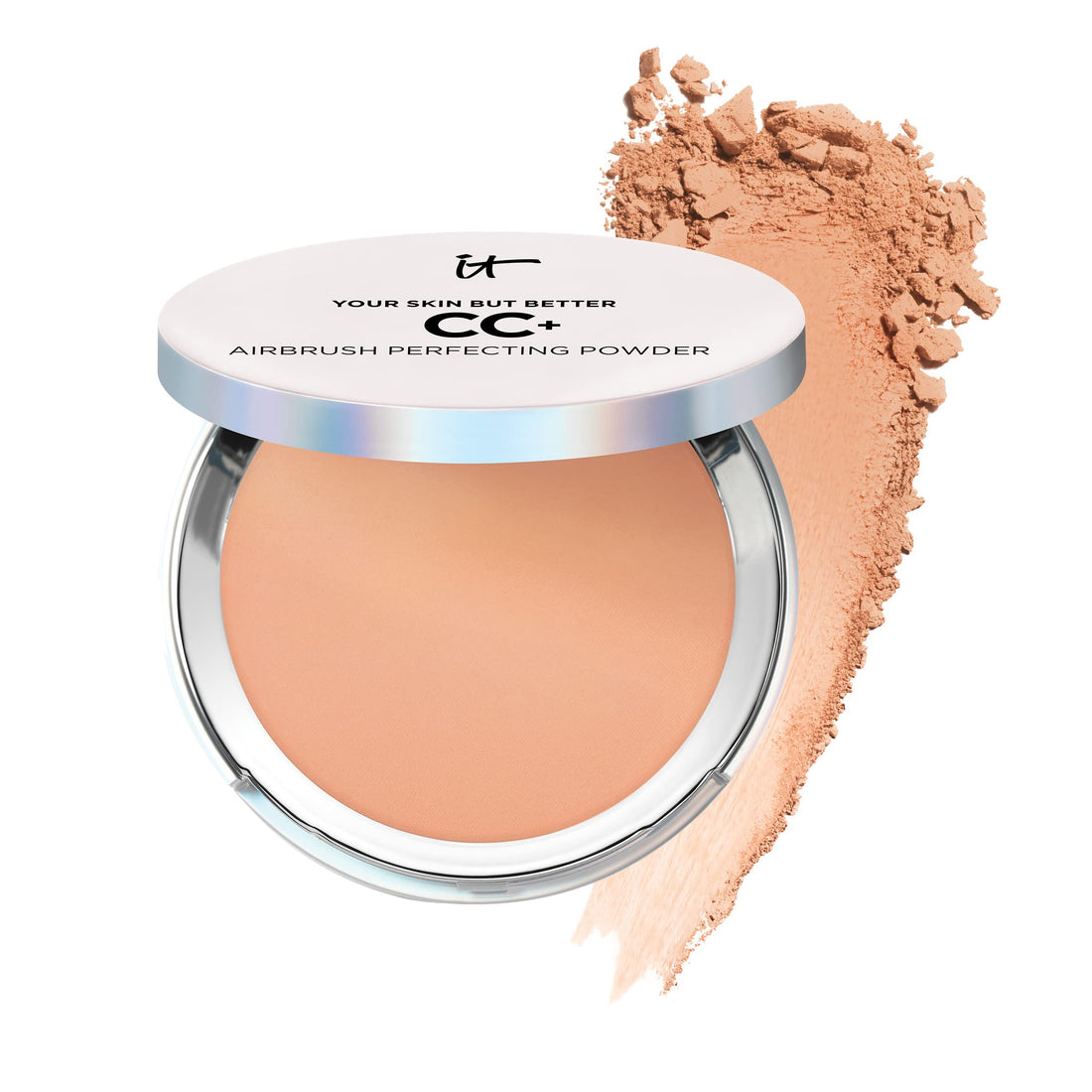IT Cosmetics CC+ Airbrush Perfecting Powder Foundation - Buildable Full Coverage Of Pores &amp; Dark Spots - Hydrating Face Makeup with Hydrolyzed Collagen &amp; Niacinamide - 0.33 Oz