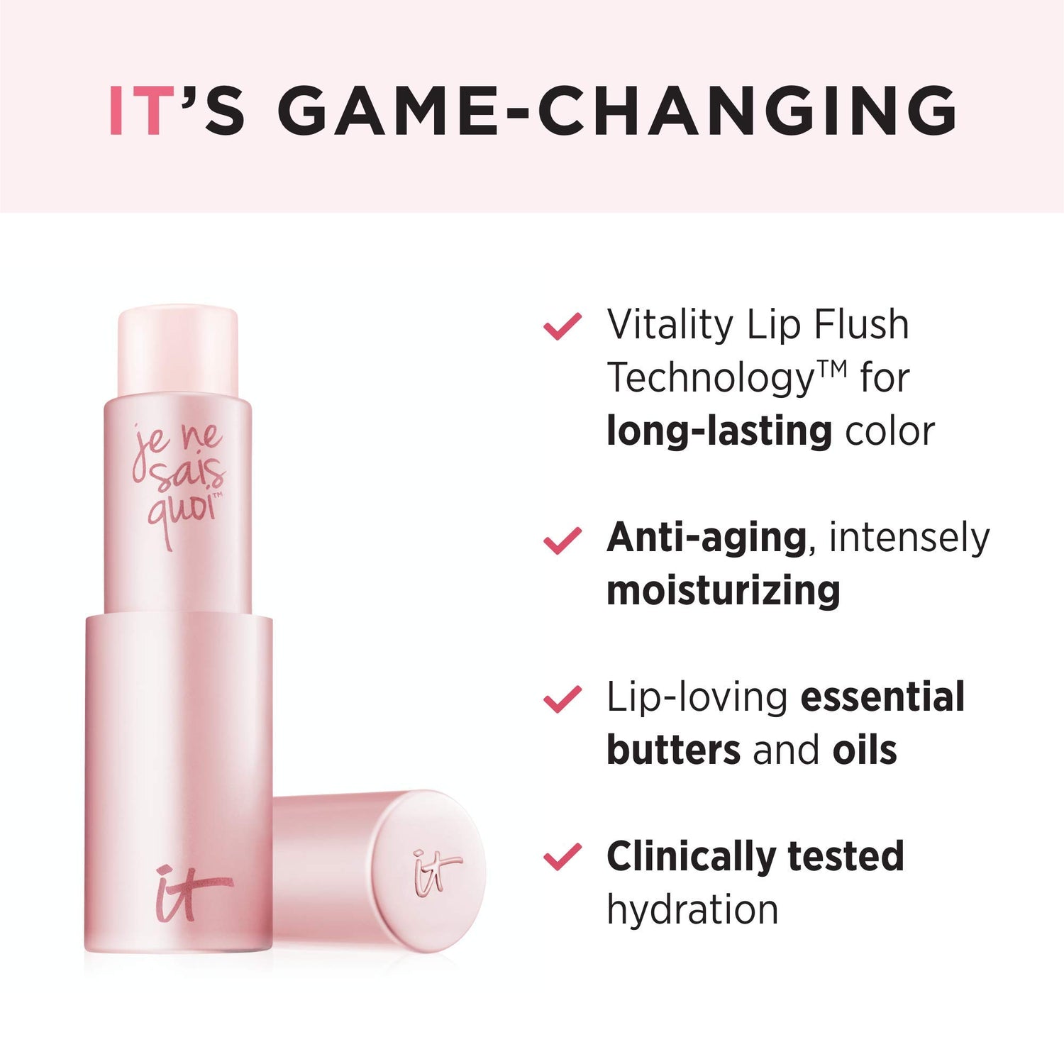 IT Cosmetics Je Ne Sais Quoi Lip Treatment - Anti-Aging Lip Balm - Reacts with Your Lips to Create a Customized Color - With Essential Oils &amp; Antioxidants - 0.11 Oz
