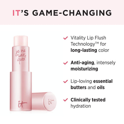 IT Cosmetics Je Ne Sais Quoi Lip Treatment - Anti-Aging Lip Balm - Reacts with Your Lips to Create a Customized Color - With Essential Oils &amp; Antioxidants - 0.11 Oz
