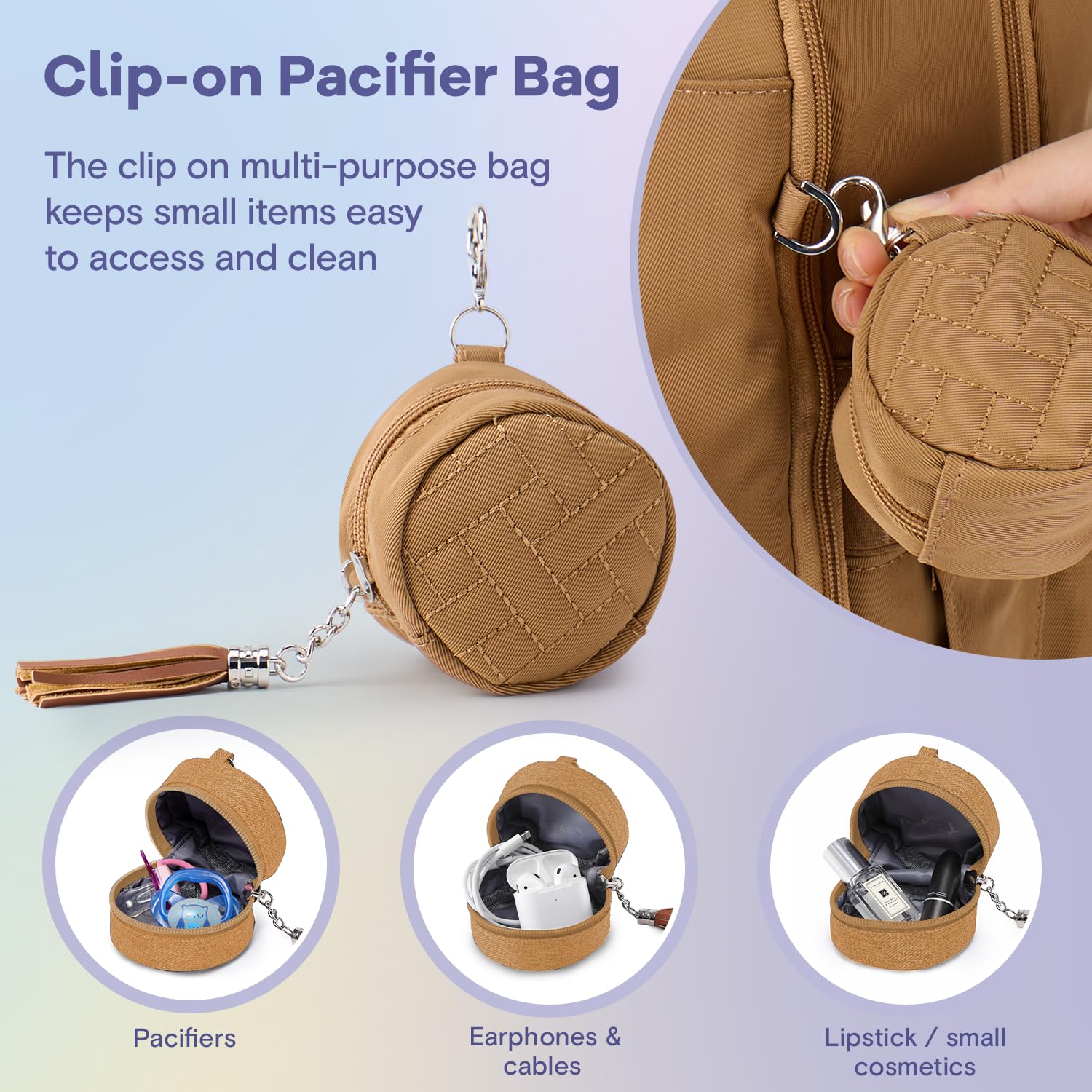 RUVALINO Diaper Bag Backpack, Multifunction Travel Pack Maternity Baby Changing Bags, Large Capacity, Waterproof, Beige