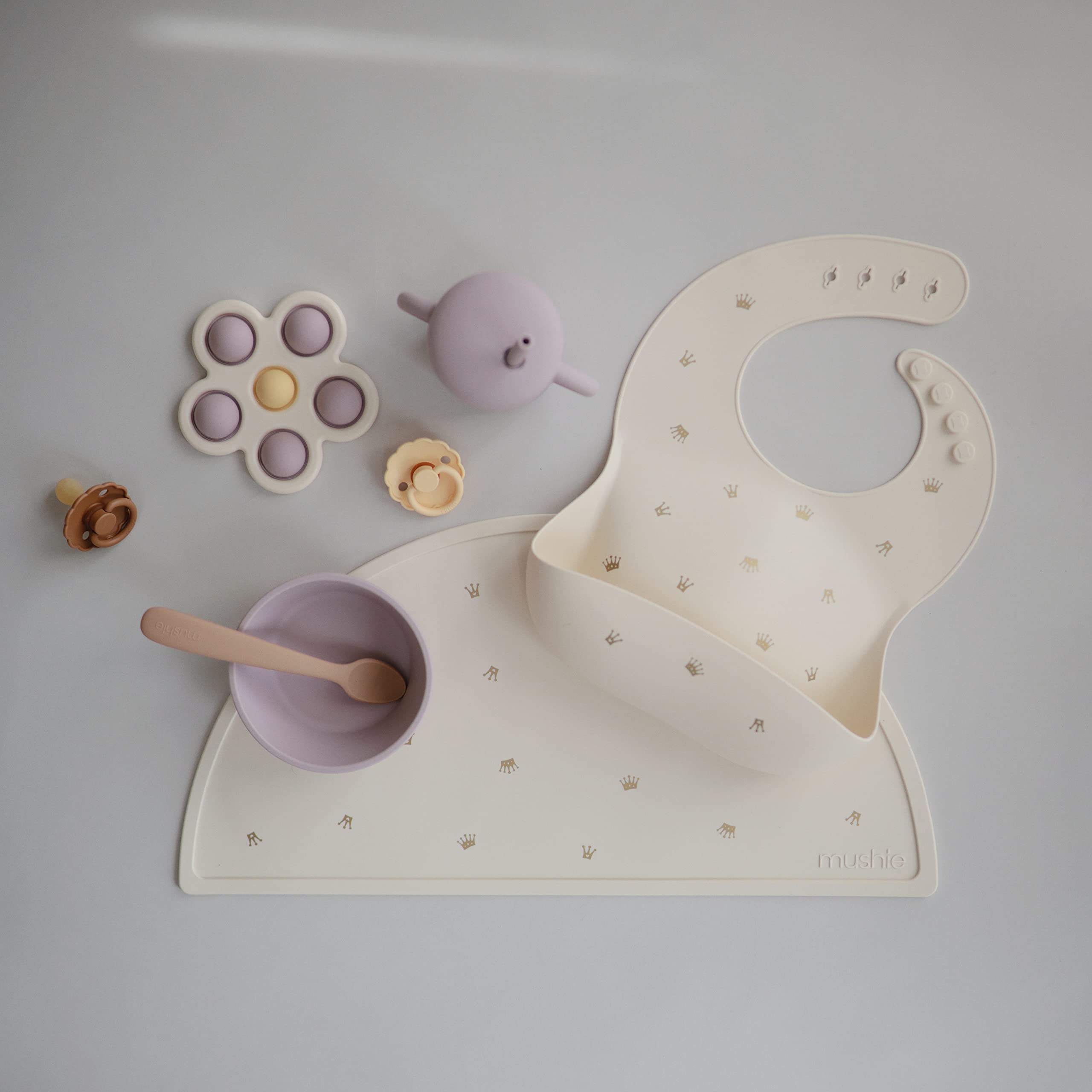 mushie Silicone Baby Bib | Adjustable Fit Waterproof Bibs (Whales)