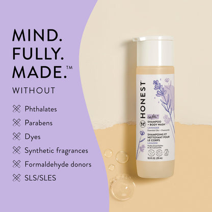 The Honest Company 2-in-1 Cleansing Shampoo + Body Wash | Gentle for Baby | Naturally Derived, Tear-free, Hypoallergenic | Fragrance Free Sensitive, 10 fl oz