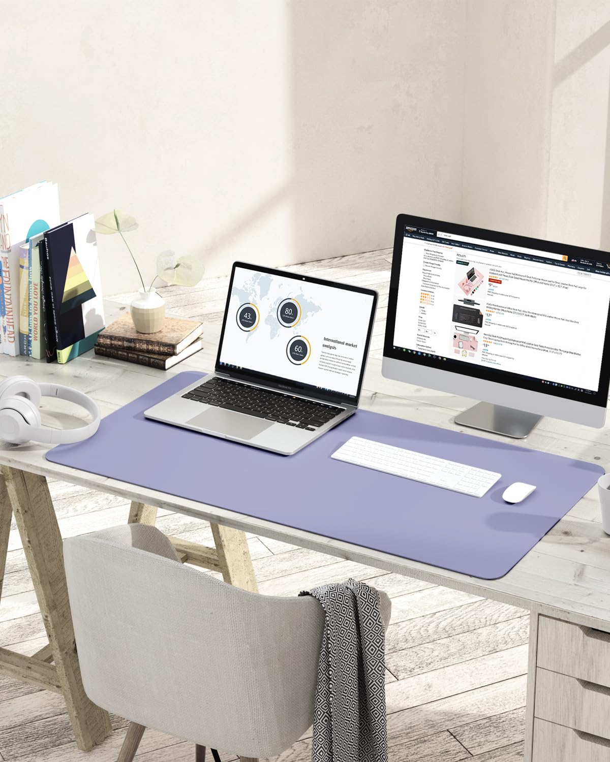 Non-Slip Desk Pad,Mouse Pad,Waterproof PVC Leather Desk Table Protector,Ultra Thin Large Desk Blotter, Easy Clean Laptop Desk Writing Mat for Office Work/Home/Decor(Pink, 23.6&quot; x 13.7&quot;)