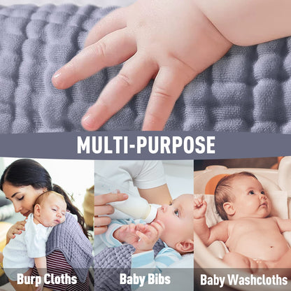 Yoofoss Muslin Burp Cloths for Baby 10 Pack 100% Cotton Baby Washcloths for Boys Girls Large 20&