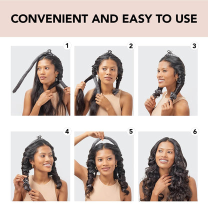 Kitsch Satin Heatless Curling Set for No-Heat Soft Curls | Overnight Hair Curlers &amp; Curling Rod Headband, Frizz-Free Styling | Gentle Rollers for All Hair Types - 1 Pack (Charcoal)