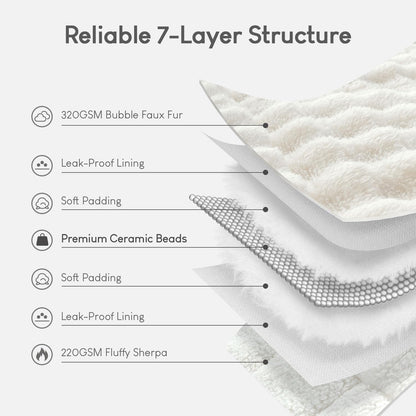 Cottonblue Weighted Blanket 15lbs Bubble Faux Fur Plush Sherpa Weighted Blankets for Adults, Fits Queen Size Bed, Cute Fuzzy Warm Heavy Blanket for Calm and Better Sleep, 60&quot;x80&quot;, Cream White