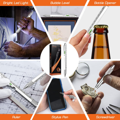 Gifts for Men, Stocking Stuffers for Adults Men, Fathers Day Dad Gifts from Daughter Son Wife, 9 in 1 Multitool Pen, Tools Gadgets for Men, Birthday Christmas White Elephant Gifts for Grandpa Husband