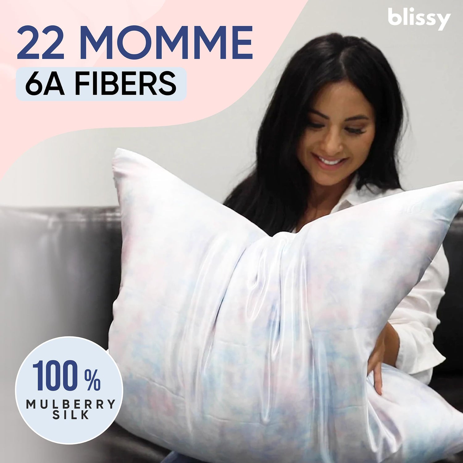 Blissy Silk Pillowcase - 100% Pure Mulberry Silk - 22 Momme 6A High-Grade Fibers - Silk Pillow Cover for Hair &amp; Skin - Regular, Queen &amp; King with Hidden Zipper (Standard,Blissy White)