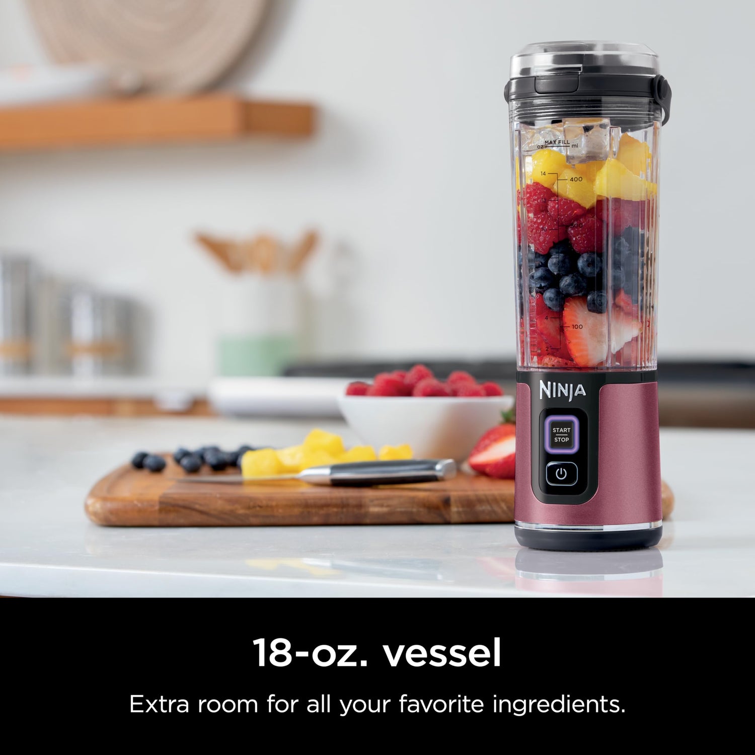 Ninja Blast Portable Blender, Cordless, 18oz. Vessel, Personal Blender For-Shakes and Smoothies, BPA Free, Leakproof-Lid and Sip Spout, USB-C Rechargeable, Dishwasher Safe Parts, Tinted Pink, BC151PK