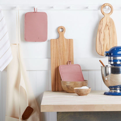 KitchenAid Ribbed Soft Silicone Water Resistant Pot Holder Set, Milkshake , 2 Piece Set, 7&quot;x9&quot;