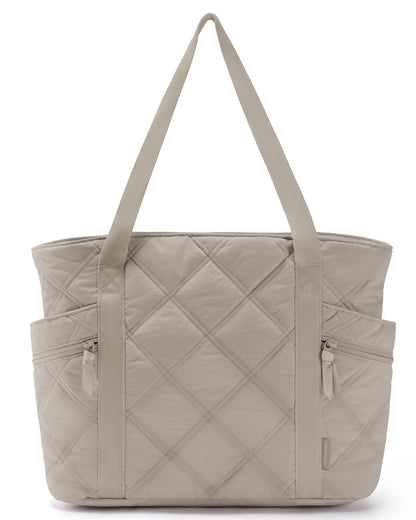 BAGSMART Tote Bag for Women, Puffer Tote Bags with Zipper, Travel Essentials Quilted Nurse Bag Carry On Bag Gifts for Women