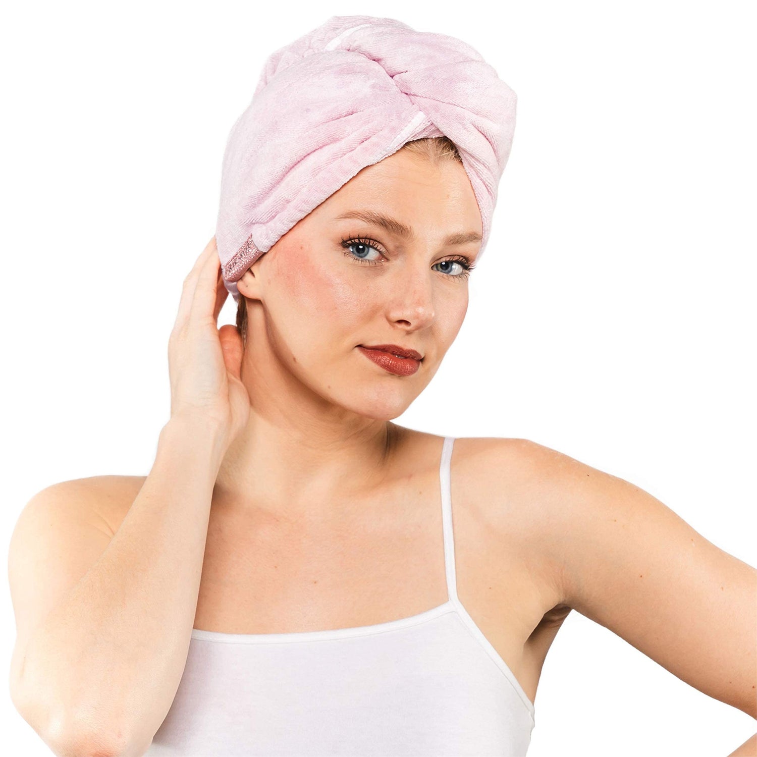 Kitsch Microfiber Hair Towel Wrap - Quick Dry Curly Hair Wraps for Women Wet Hair | Microfiber Towel for Hair | Hair Drying Towel Wrap | Hair Towels for Women | Hair Turban for Wet Hair (Blush)