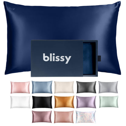Blissy Silk Pillowcase - 100% Pure Mulberry Silk - 22 Momme 6A High-Grade Fibers - Silk Pillow Cover for Hair &amp; Skin - Regular, Queen &amp; King with Hidden Zipper (Standard,Blissy White)