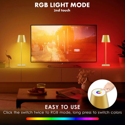 2-Pack LED Cordless Table Lamp, Rechargeable Battery Desk lamp 3W 5500mAh Battery Operated Stepless Dimming Modern Portable Table Light for Restaurant/Bedroom/Outdoor IP54 Waterproof (Off White)