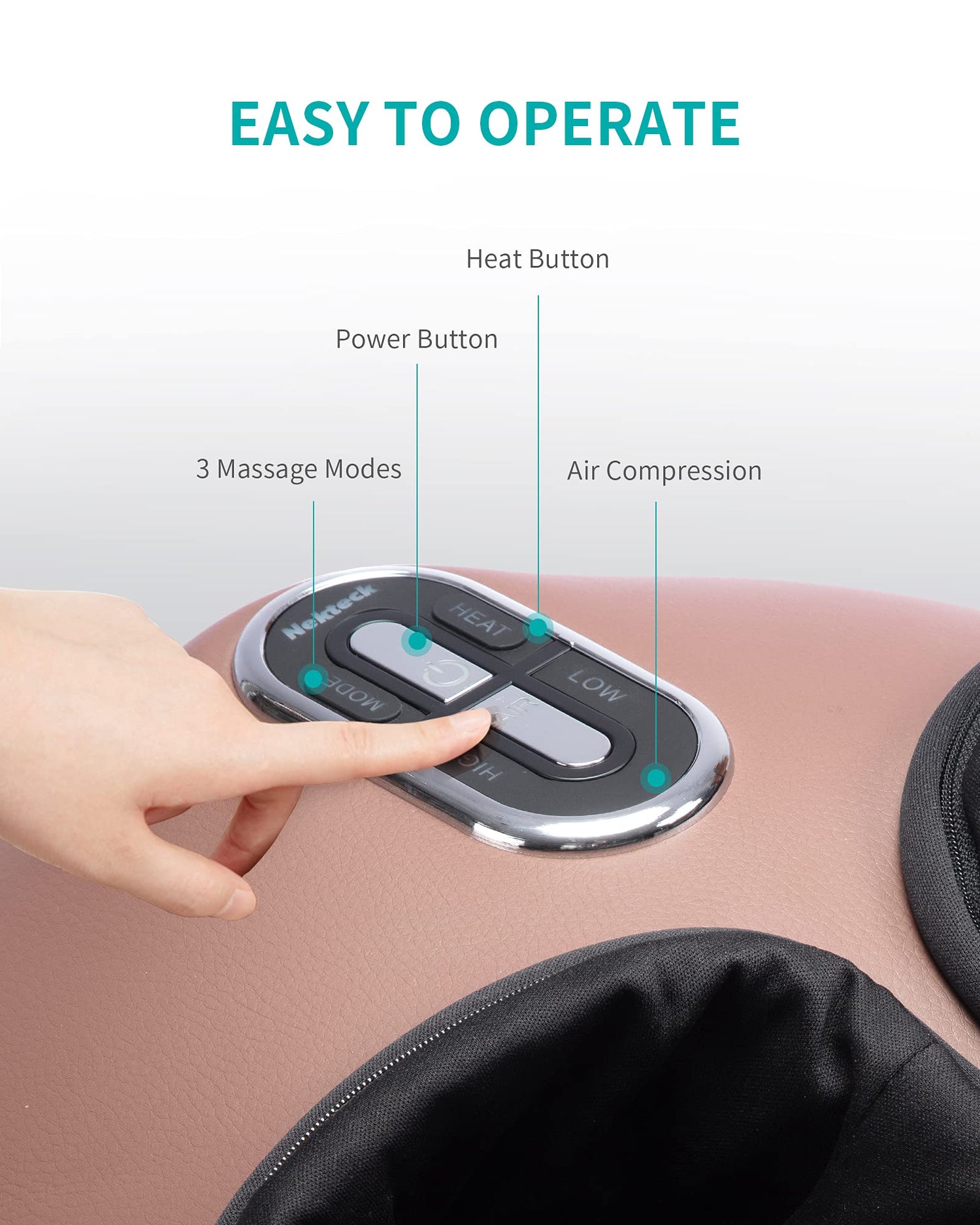 Nekteck Shiatsu Foot Massager Machine with Soothing Heat, Deep Kneading Therapy, Air Compression, Improve Blood Circulation and Foot Wellness,Relax for Home or Office Use(Beige)