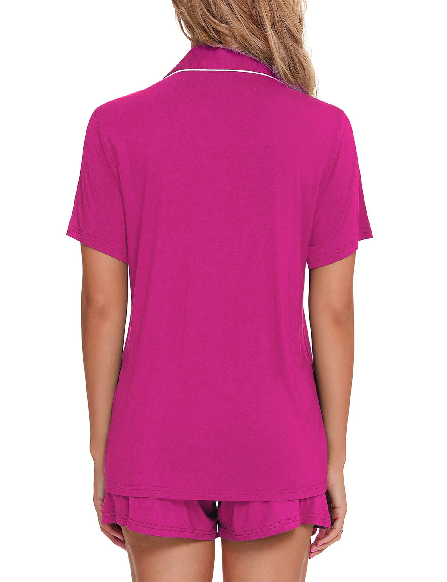 Senert Pajamas Set For Women Short Sleeve Sleepwear Soft Button Down Pjs Set Nightwear Lounge Sets S-XXL
